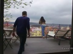 Couple fucking in apartment with balcony