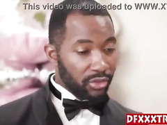 Sexy teen bride Aften Opal fucks husbands black friends and enjoyed her wedding gift