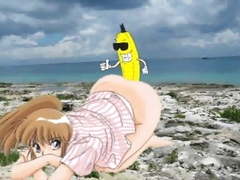 Bad banana has fun at the beach.