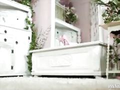 Hot busty Milf Sophia loves to walk around naked in just high heels and wank her wet pussy